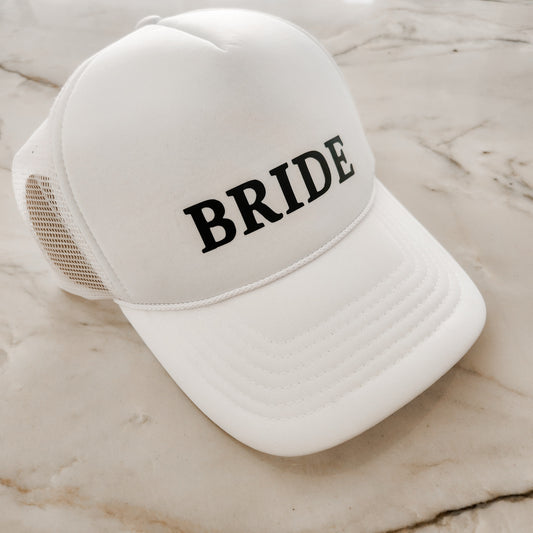 Bride Trucker Hat, Bride Baseball Cap, Honeymoon Beach Hat, Just Married Cap, Bride Sunhat with Adjustable Strap