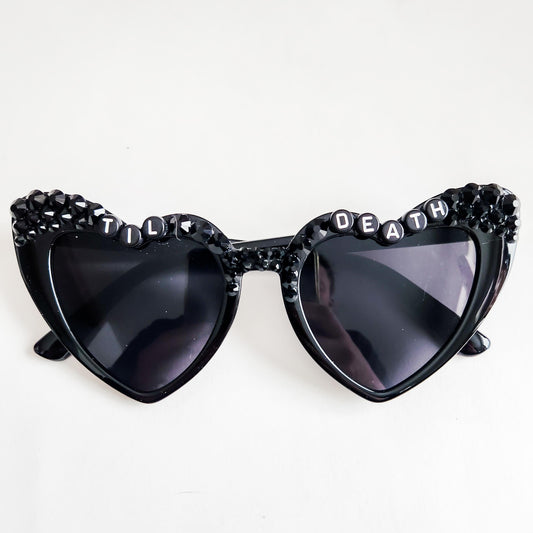 Til Death Black Heart Rhinestone Sunglasses